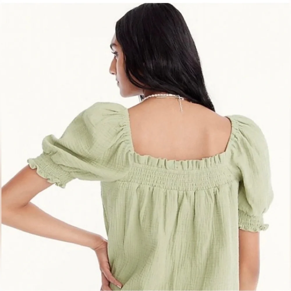 J.Crew Squareneck puff-sleeve soft gauze top